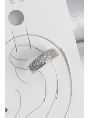 Toyigoo Ietaks™ Pirinç Gümüş Renk Zirkon Taşlı Kıkırdak Model Kadın Küpe