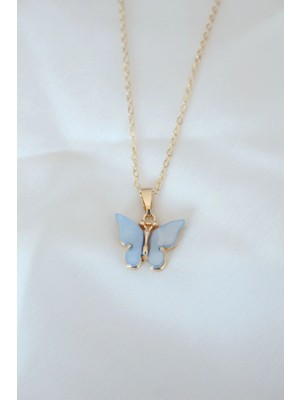 Toyigoo Ietaks™ Gold Renk Kaplama Buz Mavisi Renk Sedefli Kelebek Kolye