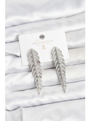 Toyigoo Ietaks™ Pirinç Gümüş Renk Balık Sırtı Model Zirkon Taşlı Kadın Küpe