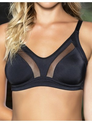 Toyigoo Ieg™ Büyük Beden Uyumlu Siyah Tül Detaylı Günlük Sütyen, B,c Cup Balensiz Konforlu Sütyen