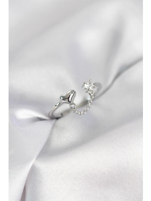 Toyigoo Ietaks™ Zincir Sallantılı Kalp Model Gümüş Renk Kadın Yüzük