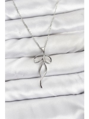 Toyigoo Ietaks™ 316L Çelik Zincir Gümüş Renk Fiyonk Model Kadın Kolye