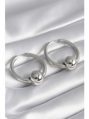 Toyigoo Ietaks™ Pirinç Gümüş Renk Halka Top Model Kadın Küpe