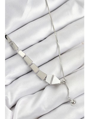 Toyigoo Ietaks™ Pirinç Yılan Model Gümüş Renk Asansörlü Kadın Kolye