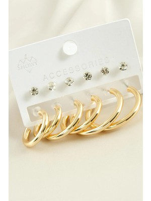 Toyigoo Ieg™ 12 Adet Boru Taşlı Halka Küpe