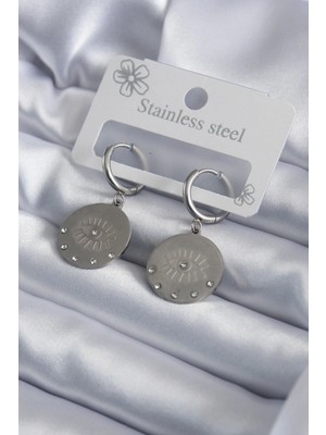 Toyigoo Ietaks™ 316L Çelik Gümüş Renk Göz Işleme Zirkon Taş Detay Kadın Küpe