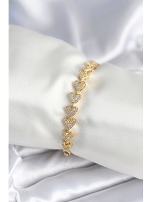 Toyigoo Ietaks™ Pirinç Gold Renk Kalp Model Kadın Bileklik