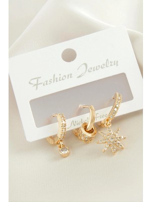 Toyigoo Ieg™ 3 Adet Yıldız Zirkon Taşlı Küpe