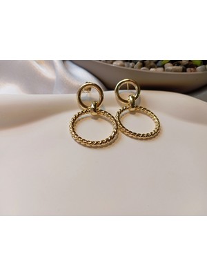 Luxury Jewelry Gold Kaplama Geçmeli Burgu Halka Küpe (4 Cm)
