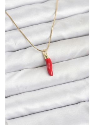 Toyigoo Ietaks™ 316L Çelik Gold Renk Kapya Kırmızı Biber Model Kadın Kolye