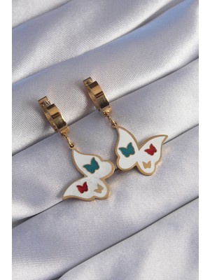Toyigoo Ietaks™ 316L Çelik Gold Renk Renkli Mineli Kelebek Küpe