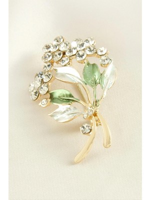 Toyigoo Ieg™ Çiçek Yaprak Mineli Taşlı Broş