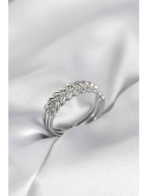 Toyigoo Ietaks™ Gümüş Renk Başak Model Zirkon Taşlı Kadın Yüzük