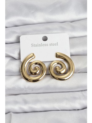 Toyigoo Ietaks™ 316L Çelik Gold Renk Sarmal Modelli Kadın Küpe
