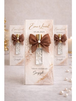 Larina Hediyelik Kişiye Özel Nişan Hatırası Kolonya Şişesi 10’lu Set – Incili Şişe, Isim Baskılı, Renk ve Koku Seçenekli Söz Nişan Nikah Hediyelik