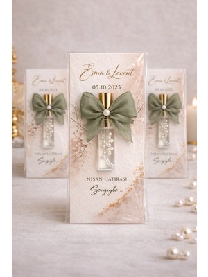 Larina Hediyelik Kişiye Özel Nişan Hatırası Kolonya Şişesi 10’lu Set – Incili Şişe, Isim Baskılı, Renk ve Koku Seçenekli Söz Nişan Nikah Hediyelik