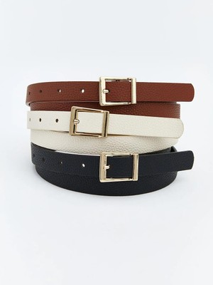 LC Waikiki Deri Görünümlü Kadın Kemer 3 Lü  (S6)