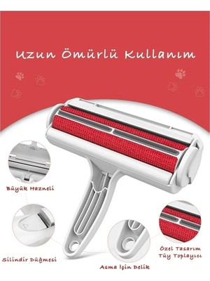 Macgon 2 Yönlü Hazneli Kedi Köpek Tüy Toplayıcı Gırgır Kazak Kıyafet Elbise Halı Yatak Kıl Toz Tüy Gırgırı