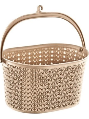 Macgon Krem Örgü Desen Mandal Sepeti