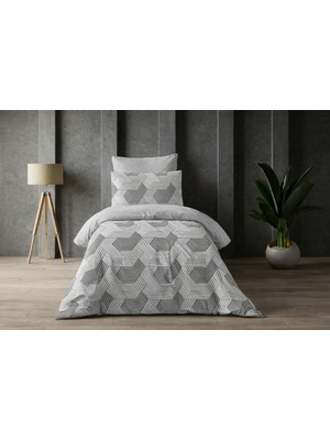 Vionetta Pamuklu Ranforce Lina Gri Lastikli Çarşaflı 2 Yastıklı Tek Kişilik Nevresim Takımı