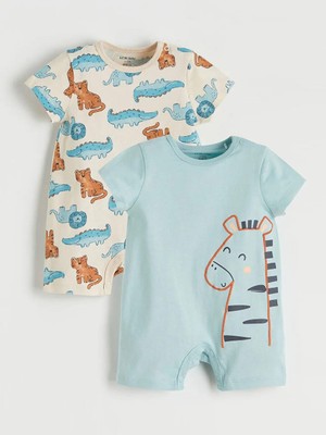 LC Waikiki Baskılı Erkek Bebek Tulum 2 Li  (S6)