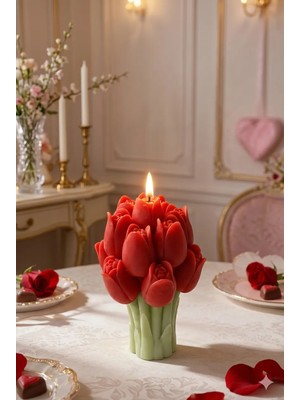 Vanilya Kokulu Lale Çiçeği Doğal Soya Mumu