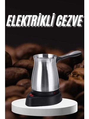 Paslanmaz Çelik Türk Kahvesi Makinesi 6 Fincan Kpasiteli Elektrikli Cezve - Lisinya