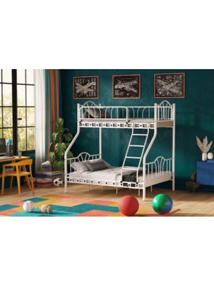 Missidea Imaj 3 Kişilik Ebeveyn 3'lü Metal Ranza Beyaz 90X190 cm