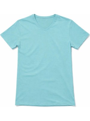 Genç Kız Çocuk V Yaka Tişört Model - Turkuvaz