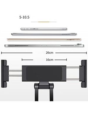 2-In-1 Fonksiyonlu 5.1-12 Inch Tablet-Telefon Tutacağı Mutfak Masaüstü Dolap Duvar Montaj Tutucu Standı Siyah