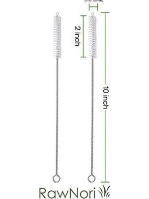 Rawnori 2 Içme Saman Temizleme Fırçası Uzun - Paslanmaz Çelik Içecek Pipetleri Için Kıl Temizleyici Cam Yıkama Için Ağır Hizmet Fırçaları Silikon Metal Pipetler Çaydanlık Bacalı Mini Mikro Şişe
