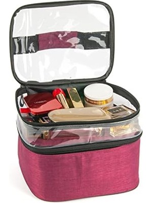 Makyaj Çantası Bavulu Profesyonel Şeffaf Çanta Seyahat Seti Beslenme Çantası Renk 2 Bölmeli