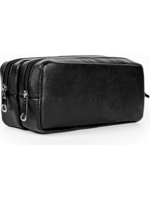 Gözde Proje Deri Çift Gözlü Kalem Kutusu - Makyaj Çantası