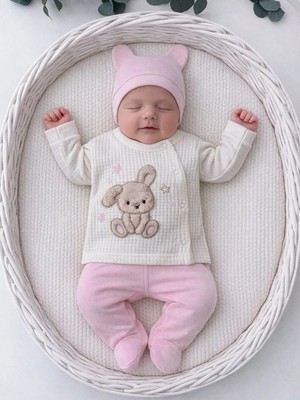 Panfilia %100 Pamuklu 0-3 Ay Yenidoğan Bebek Hastane Çıkışı 3lü Set