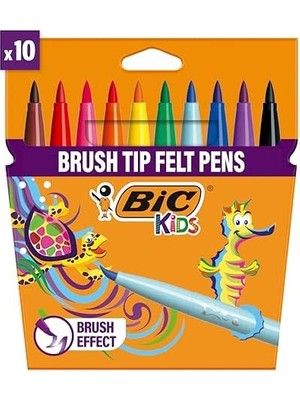 Kids Visaquarelle Fırça Uçlu Boya Kalemi 10 Renk, Fırça Başlı Esnek ve Yumuşak Uç, Yıkanabilir Su Bazlı Boya