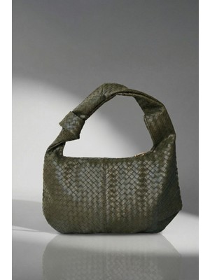 Vivazzaluxe Vintage Model Örgü Desen Bağlamalı Deri Orta-Büyük Boy Kadın El, Kol, Omuz Çanta