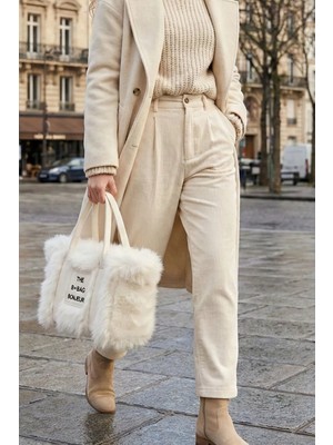 Vivazzaluxe Vintage Peluş Kürk Model Sonbahar, Kış The Bag Bonjeur Kadın El, Kol, Omuz Çanta