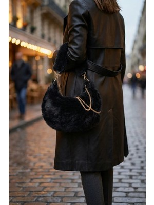 Vivazzaluxe Vintage Peluş Kürk Model Sonbahar, Kış Tote Bag Kadın El, Omuz, Çapraz Çanta