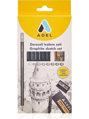 Dereceli Kurşun Kalem Seti, 8’li, Hb-8b, Silgisi ve Kalemtıraş Hediyeli, Teknik Çizim ve Eskiz Için