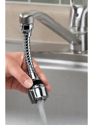 Oynar Başlıklı 2 Fonksiyonlu Esnek Ayarlanabilir Perlatör Batarya Ucu Musluk Başlığı Krom Plastik