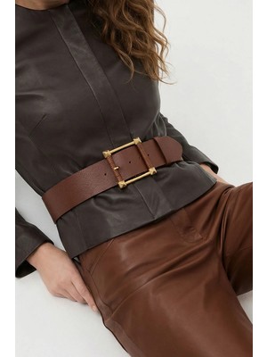 Milleniva Kare Gold Tokalı Kahverengi Kadın Bel Kemeri