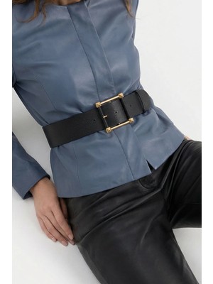 Milleniva Kare Gold Tokalı Siyah Kadın Bel Kemeri