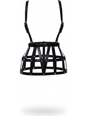 Alfa Aksesuar 03 Giyim Siyah Etek Deri Kafes Yapılı Perçin Detaylı Etek Mini Etek - BRF1252 Beruflic