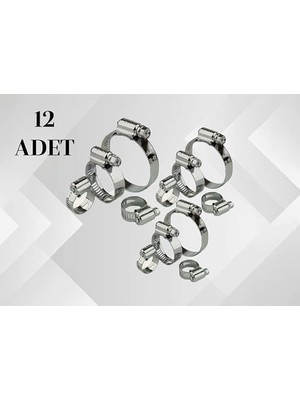 Tork Ayarlı Hortum Kelepçesi 406 Paslanmaz Çelik, 12 Adet Farklı Ebatlarda Ayarlanabilir Bağlantı Elemanı
