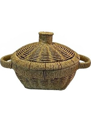 Hasır Sepet Kapaklı El Yapımı