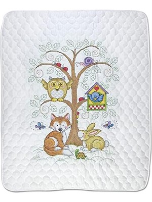 Works Crafts Kanaviçe Yorgan Seti, Bebek Ormanı Için Damgalı