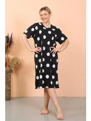 Alfa Aksesuar 03 Moda Kadın Kısa Kol Diz Altı Over Size Ev Elbisesi - Geceliği Beruflic