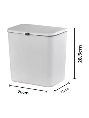 Mutfak Tezgah Üstü ve Dolap Askılı Çöp Kovası 12LT Gri (NVE163)