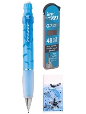 Doğa Desenli Deep Kalem, Deep Silgi ve Deep Min, 0.7 Mm, Gök Mavi