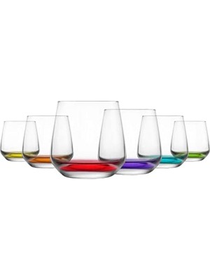 Lal Renkli Tabanlı 6'lı Su Bardağı